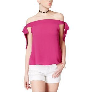 no commet Womens Tie-Sleeve Pullover Blouse, Pink, NWT